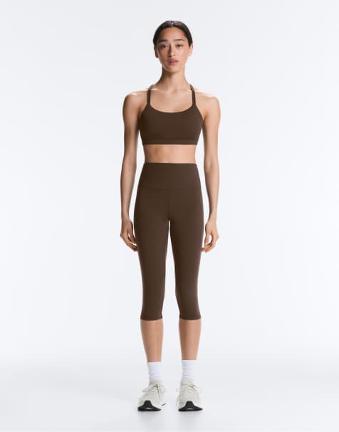 OYSHO – Comfortlux – Mörkbruna caprileggings med hög midja, 40cm långa - view 1