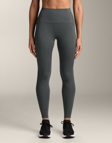 OYSHO – Comfortlux – Mörkgrå, ribbade leggings i ankellång modell med hög midja, 65cm - view 1