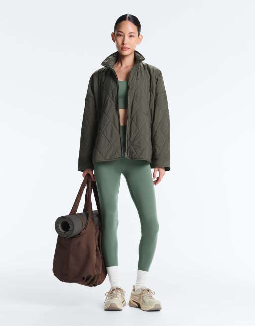Oysho – Comfortlux – Mörkgröna, ankellånga leggings med hög midja, 4 av 4