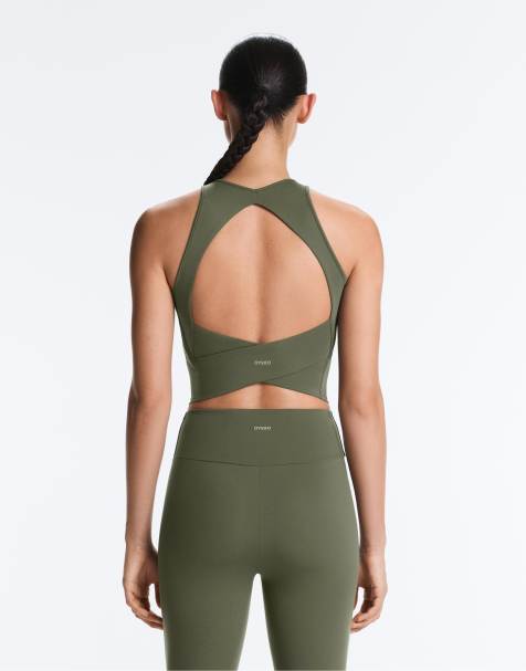 OYSHO Comfortlux open back halter tank top in mid green