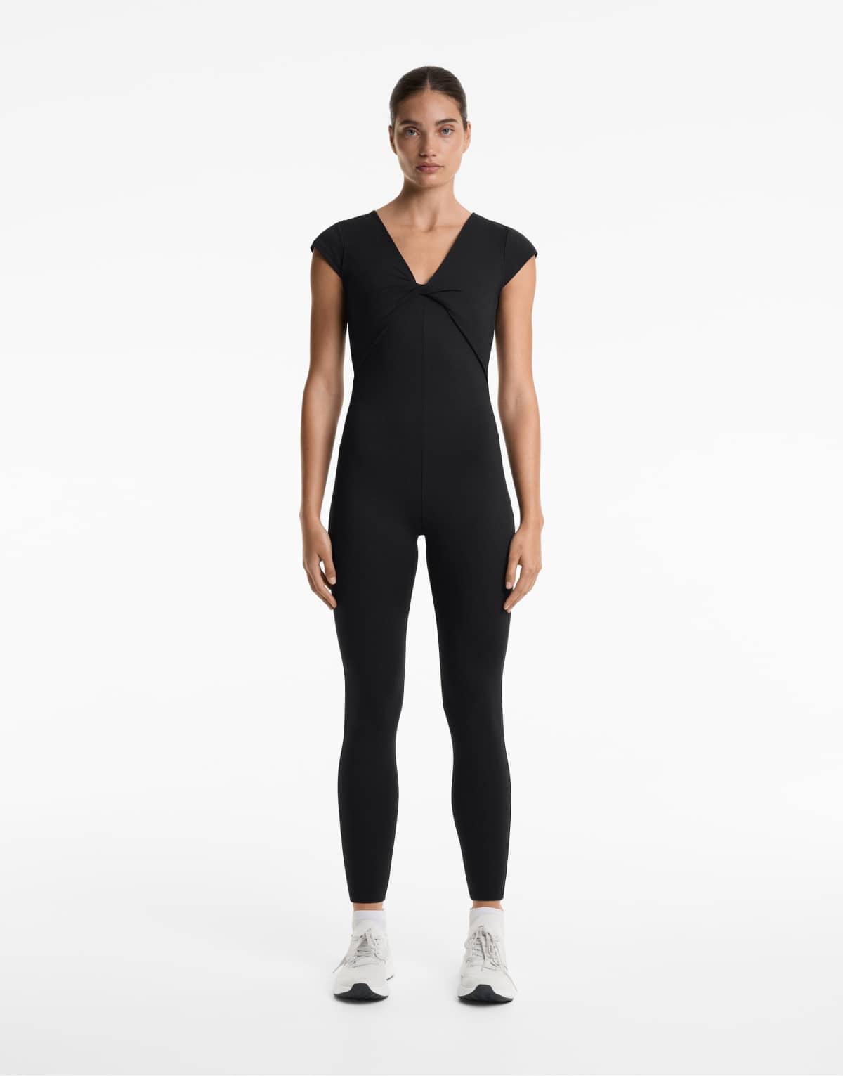Oysho Comfortlux open back long jumpsuit in black