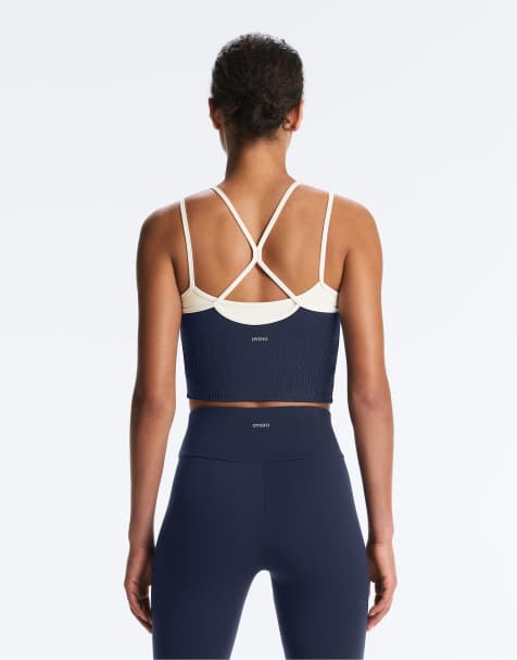 OYSHO Comfortlux overlay tank top in navy - view 1