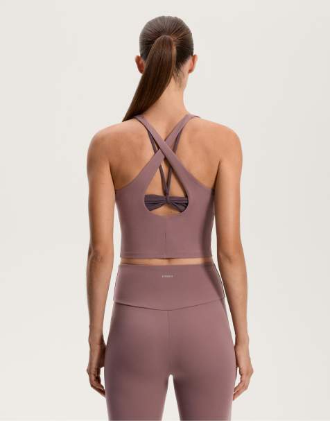 OYSHO Comfortlux overlay tank top in pink-mauve