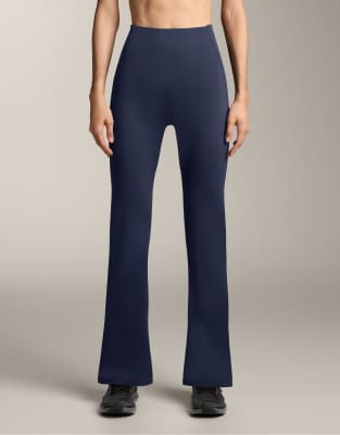 Comfortlux - Pantalon côtelé évasé à taille haute - Bleu marine XS