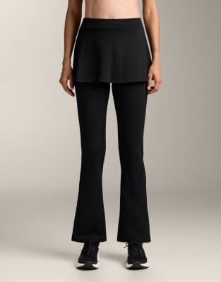 OYSHO - Comfortlux - Pantalon évasé à taille haute avec détail jupe - Noir
