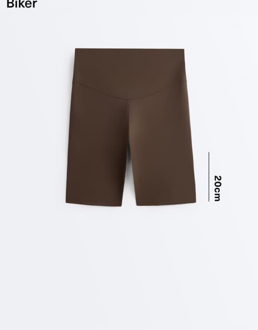 Oysho - Comfortlux - Pantaloncini a vita alta da 20 cm marrone scuro, 6 di 7