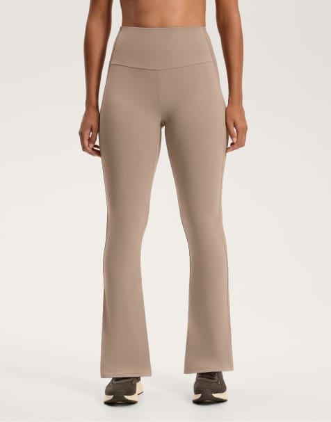 OYSHO - Comfortlux - Pantaloni a zampa color visone medio a vita alta a coste - view 1