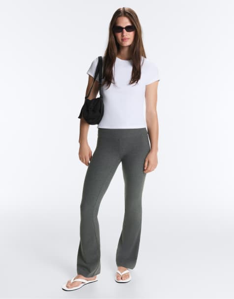 OYSHO Comfortlux pantaloni svasati a vita alta grigio scuro - view 1