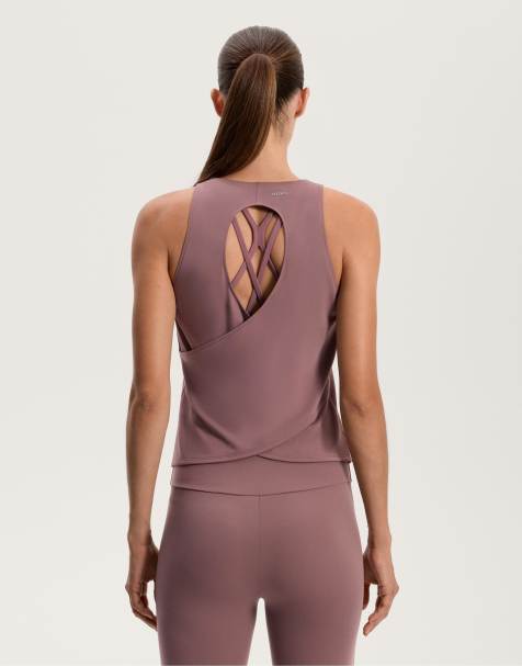 OYSHO - Comfortlux - Pink-gråbrun T-shirt med krydsryg - view 1