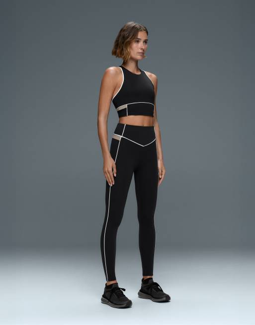 OYSHO Comfortlux piping block tank top in black, 2 of 4