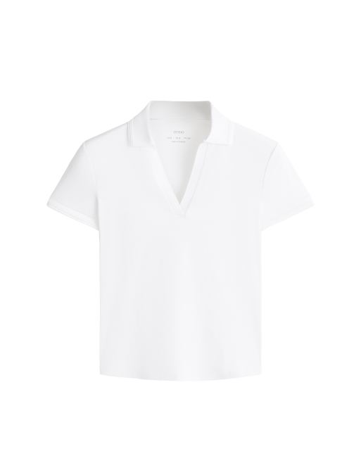OYSHO - Comfortlux - Polo à manches courtes et passepoils - Blanc cassé, 6 de 6