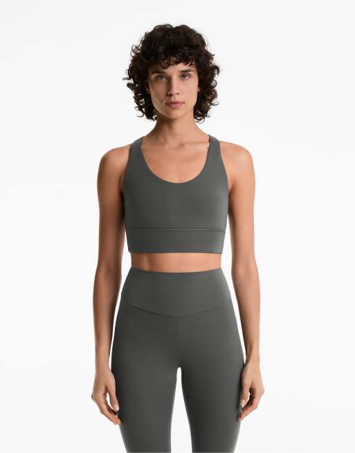 OYSHO - Comfortlux - Reggiseno sportivo a sostegno medio con coppe color antracite scuro