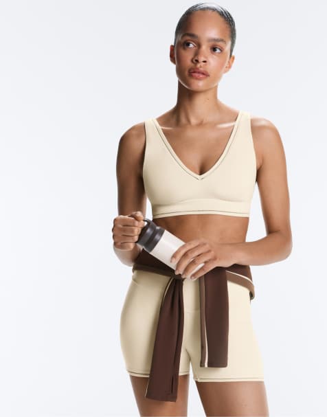 OYSHO - Comfortlux - Reggiseno sportivo a sostegno medio con cuciture a vista color avorio écru - view 1