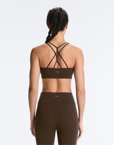 OYSHO - Comfortlux - Reggiseno sportivo a supporto leggero marrone con spalline incrociate - view 1