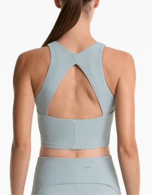 OYSHO Comfortlux rib tank top in washed grey-blue