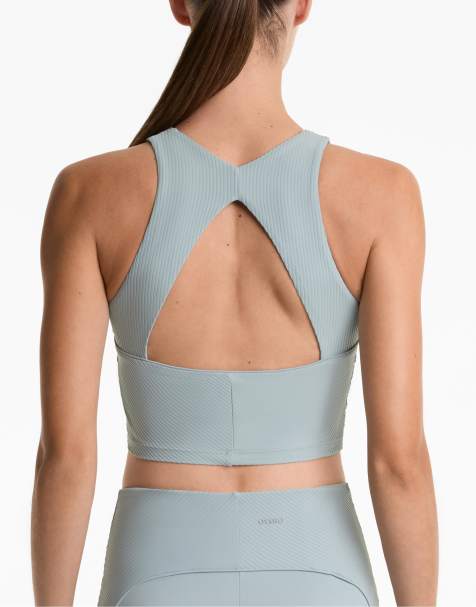 OYSHO Comfortlux rib tank top in washed grey-blue - view 1