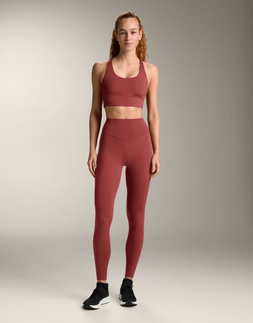 OYSHO – Comfortlux – Röda, ankellånga leggings med hög midja