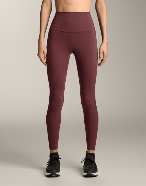 OYSHO – Comfortlux – Röda, ankellånga, ribbade leggings med hög midja - view 1