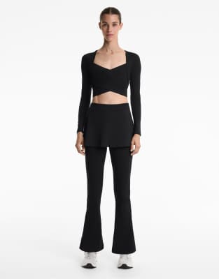 OYSHO - Comfortlux - Schlaghose in Schwarz mit hohem Bund und Rock