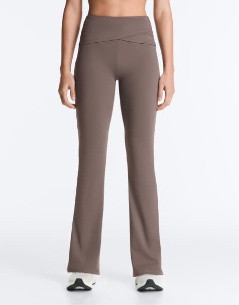 OYSHO – Comfortlux – Schlaghose in Taupe-Grau mit hohem Bund und drapiertem Bund - view 1