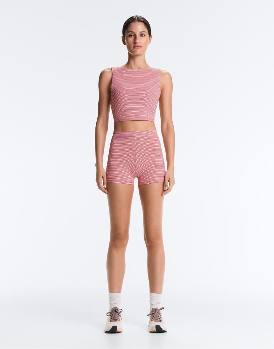 Comfortlux - Short court rayé 5 cm à taille haute - Rouge S