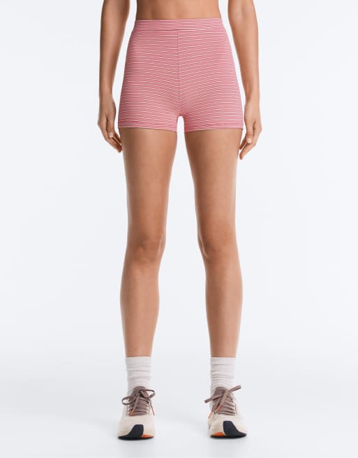OYSHO - Comfortlux - Short court rayé 5 cm à taille haute - Rouge, 2 de 4