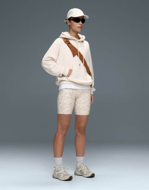 OYSHO - Comfortlux - Short legging taille haute 20 cm à fleurs - Écru pâle, 2 de 7