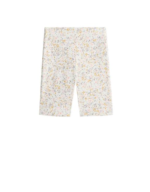 OYSHO - Comfortlux - Short legging taille haute 20 cm à fleurs - Écru pâle, 7 de 7