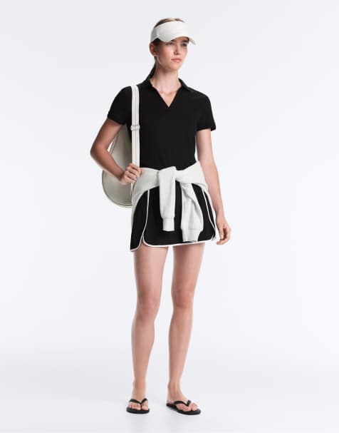 OYSHO Comfortlux short sleeve piping polo shirt in black - view 1