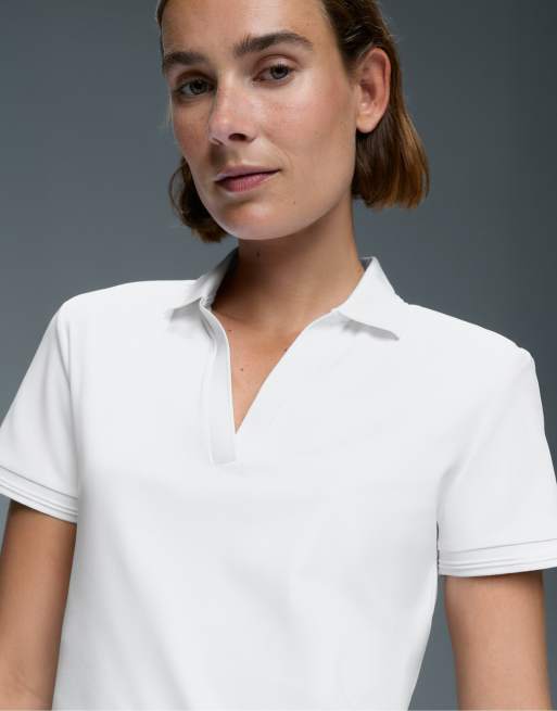 OYSHO Comfortlux short sleeve piping polo shirt in off-white, 3 of 6