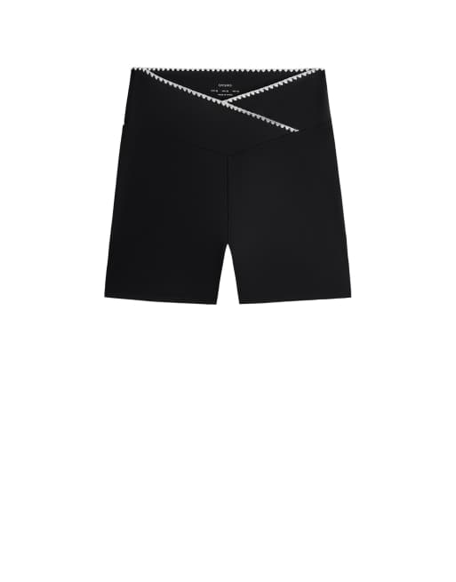 OYSHO - Comfortlux - Shorty 10 cm à taille en V et coutures contrastantes - Noir, 5 de 5