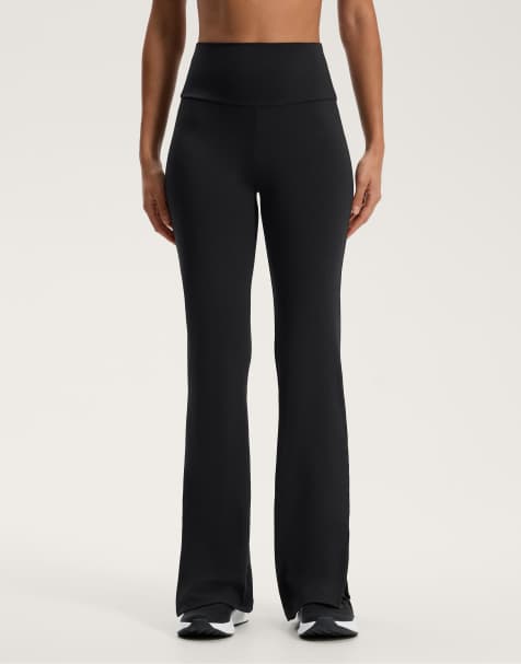 OYSHO Comfortlux slit flare trousers in black