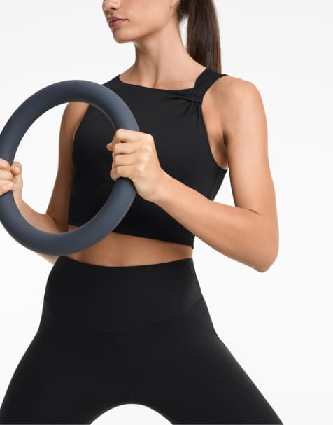 Oysho - Comfortlux - Sort asymmetrisk tanktop med snoet detalje - view 1