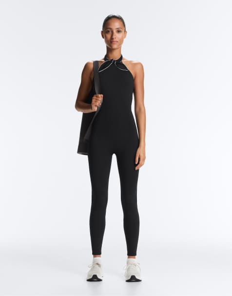 OYSHO - Comfortlux - Sort lang jumpsuit med bindebånd - view 1