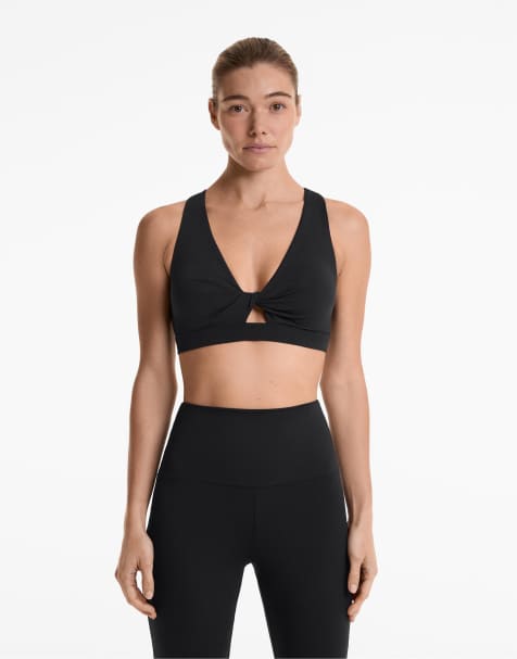 Oysho - Comfortlux - Sort sports-BH med medium støtte, skåle og snoet detalje - view 1