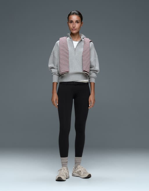 OYSHO - Comfortlux - Sorte ankellange 65-cm-leggings med høj talje og bælte, 2 af 7