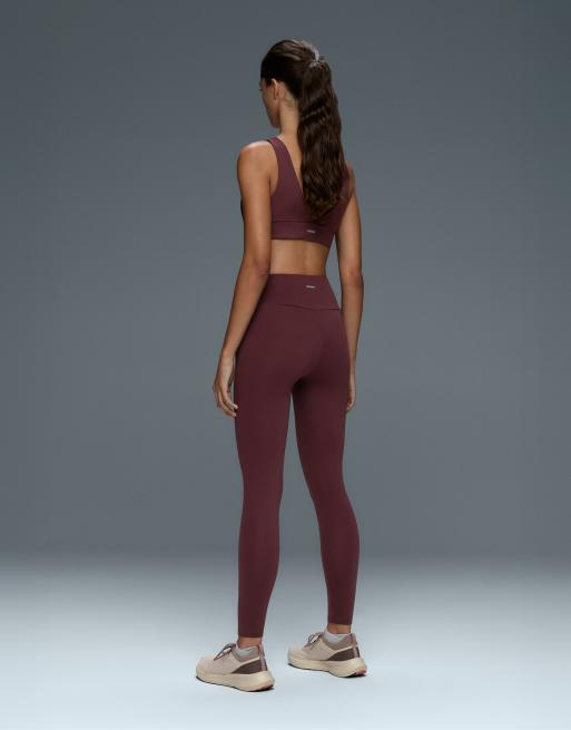 OYSHO Comfortlux sports bra, medium support, v-neck in burgundy, 4 of 6