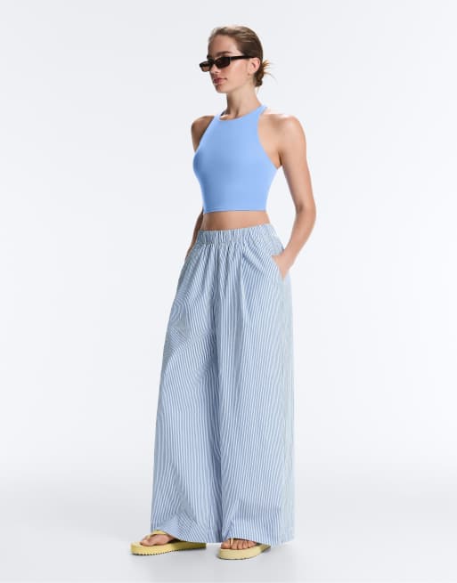 OYSHO Comfortlux strap tank top with cups in blue, 7 of 7