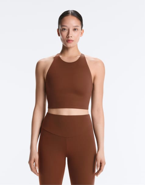 OYSHO Comfortlux strap tank top with cups in coffee