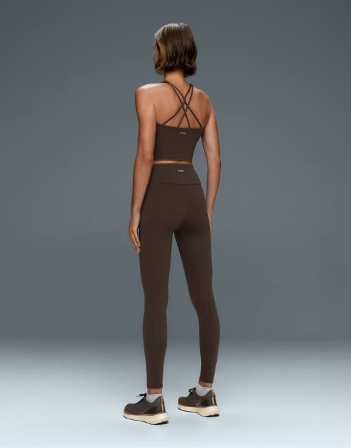 OYSHO Comfortlux strap tank top with cups in dark brown, 4 of 7