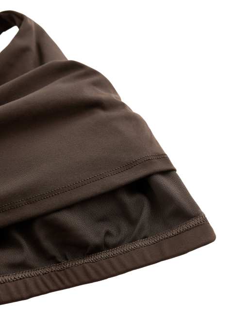 OYSHO Comfortlux strap tank top with cups in dark brown, 6 of 7
