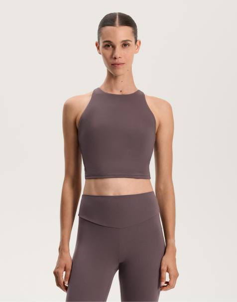 OYSHO Comfortlux strap tank top with cups in grey-purple