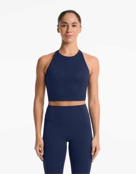 Oysho Comfortlux strap tank top with cups in navy blue - view 1