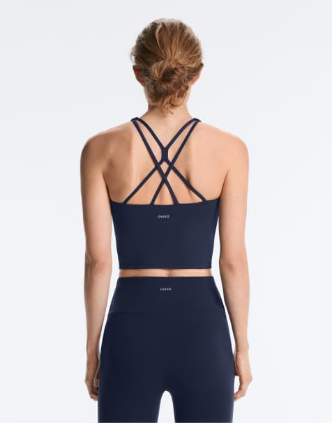OYSHO Comfortlux strap tank top with cups in navy