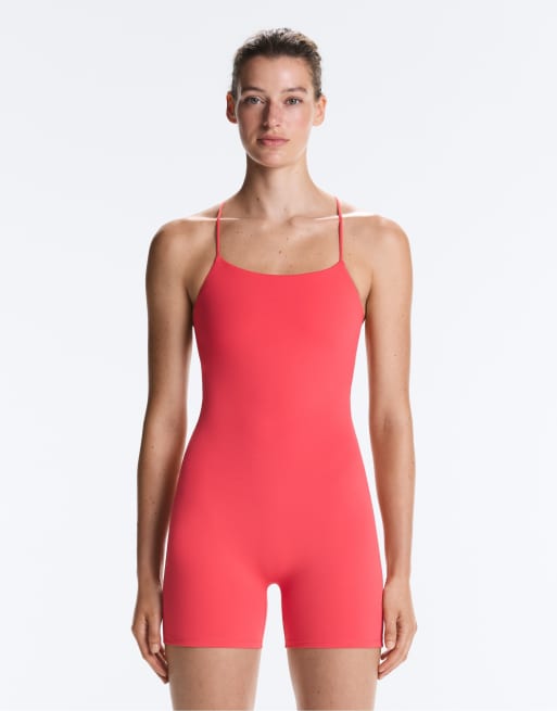 OYSHO Comfortlux strappy back short jumpsuit in coral, 2 of 7