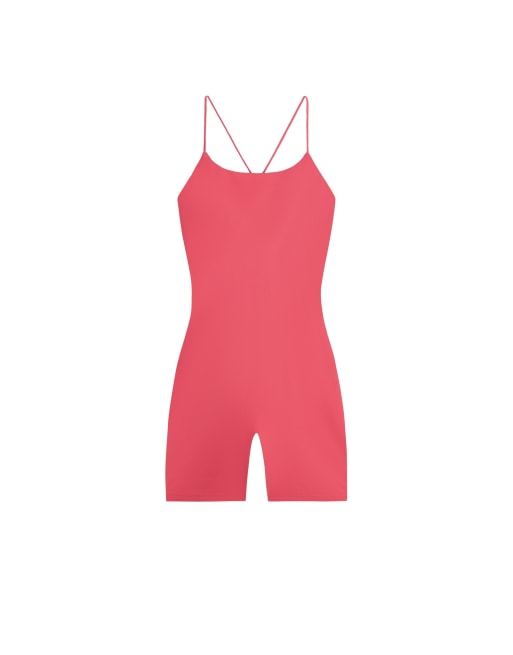 OYSHO Comfortlux strappy back short jumpsuit in coral, 7 of 7