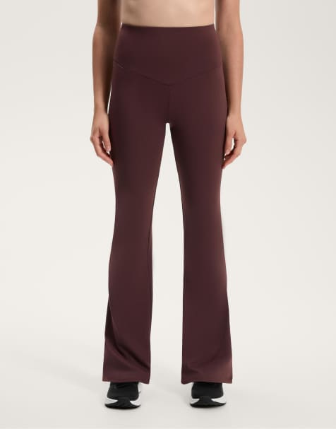 OYSHO Comfortlux super high rise flare trousers with pockets in brown - view 1