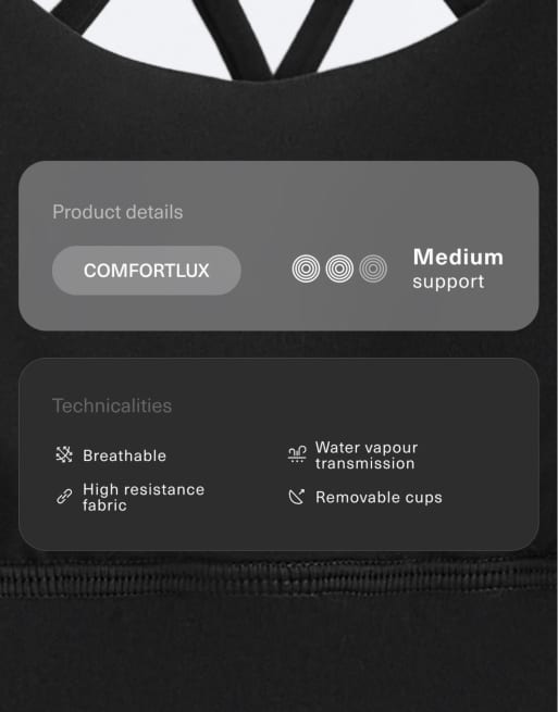 Oysho – Comfortlux – Svart sportbehå med mediumstöd och kupor, 6 av 7