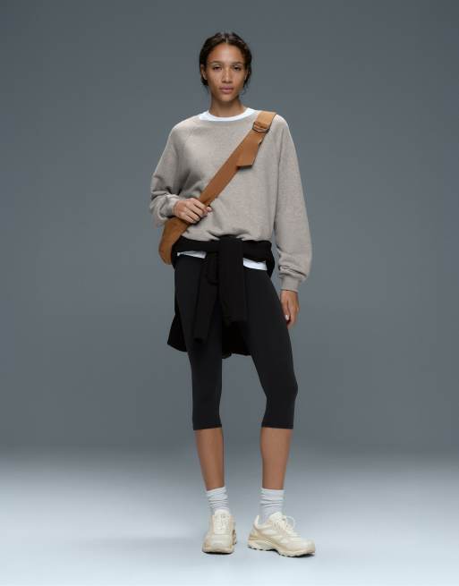 Oysho – Comfortlux – Svarta leggings i caprilängd med hög midja, 40cm, 2 av 7