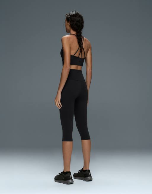 Oysho – Comfortlux – Svarta leggings i caprilängd med hög midja, 40cm, 4 av 7